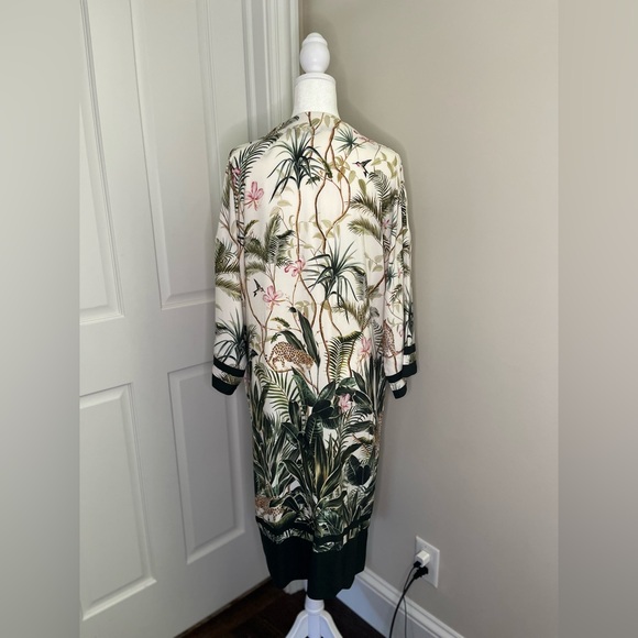 H&M Womens Extra Small Tropical Jungle Printed Open Front Knee Length Kimono - Picture 5 of 5